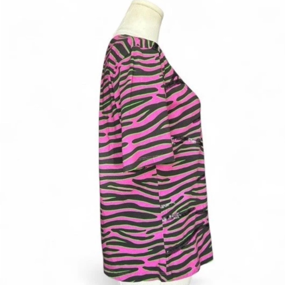 House of Holland Animal Print Black And Pink Tee Size 4 - Picture 3 of 7